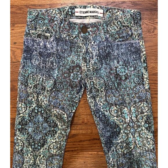 Etiene Marcel Jeans Womens 24 Blue Turquoise Paisley Design - Picture 3 of 13